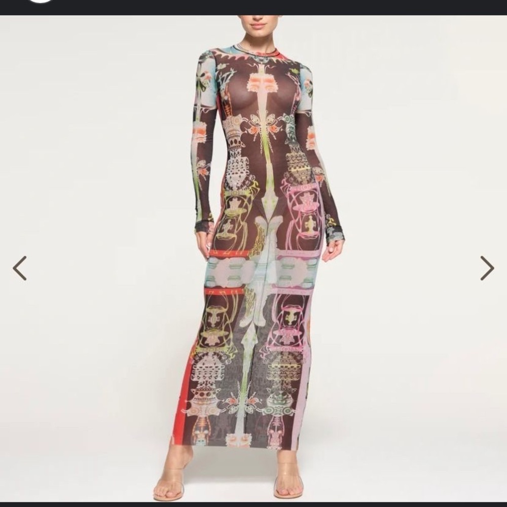 SKIMS Mesh spring  Dress Orchid Cabinet M graphic maxi nwot boho rare party $180